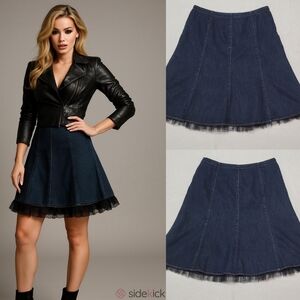 Susan Bristol Vintage 90s High Waisted Black Tulle A-line Dark-Wash Mini Skirt